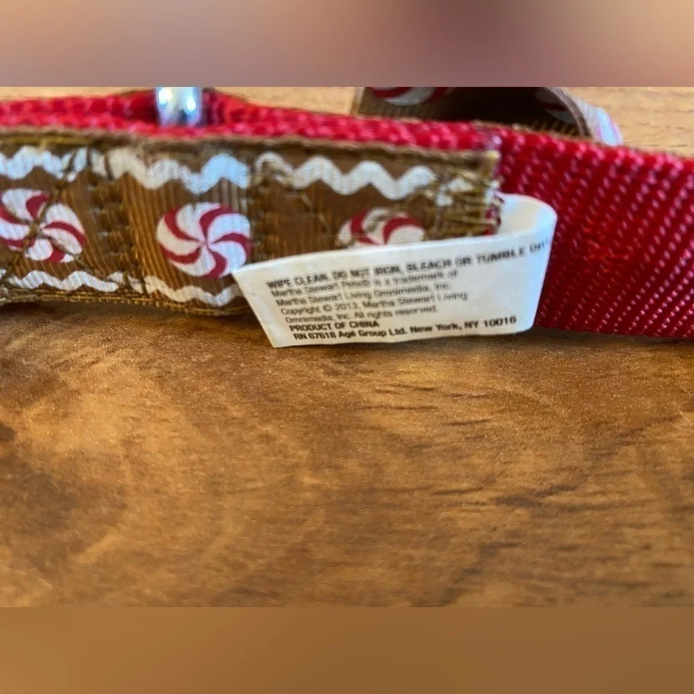 Martha Stewart Pets Peppermint Gingerbread Dog Collar With Bow Size L